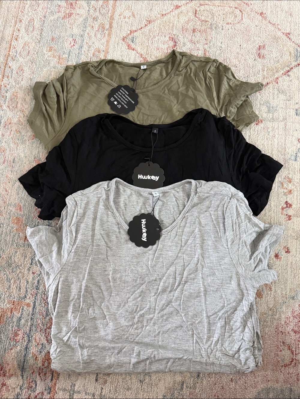 NWT MATERNITY Short Sleeve Scoop Tee in Olive, Black & Heather Gray - 3 Pack